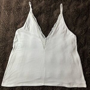 American Eagle Outfitters White Lace Trim Tank Top